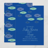 魚が泳ぐ水族館ブルーベビーシャワーが登場 招待状 (正面/裏面)