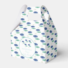 魚が泳ぐ青い赤ちゃんシャワー フェイバーボックス