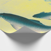 魚が泳ぐ黄色のラッピング 和風プリント ラッピングペーパー (角)