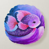 魚が泳ぐ ラウンドクッション (正面)