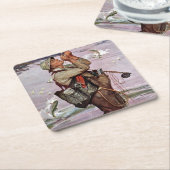 魚が跳んでいる スクエアペーパーコースター (アングル)