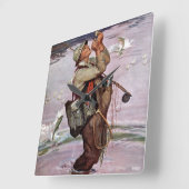 魚が跳んでいる スクエア壁時計 (傾斜)