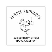 魚が釣り針をくわえたアーチ型の住所 セルフインキングスタンプ (デザイン)