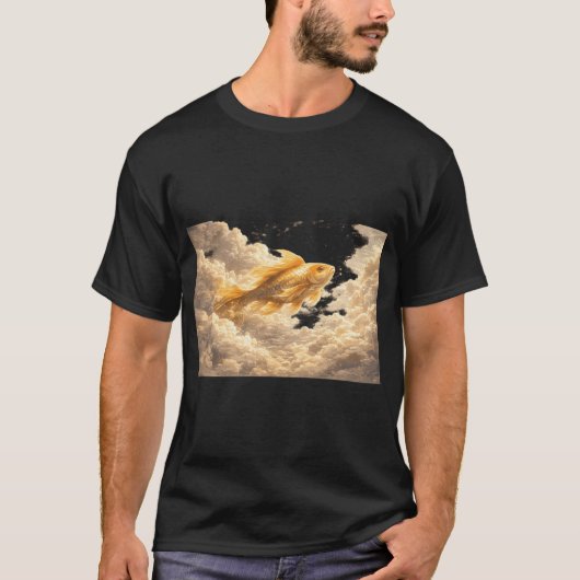 魚が雲の中を泳ぐ Tシャツ (正面)