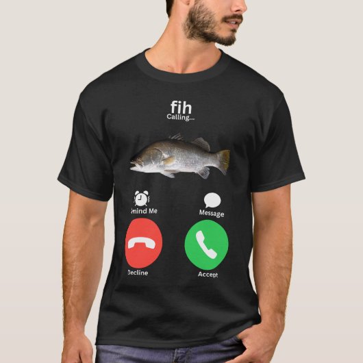 魚が電話してる 通知 メッセージ 拒否 受諾 電話 Tシャツ (正面)