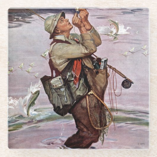 魚が飛び跳ねる ガラスコースター (正面)