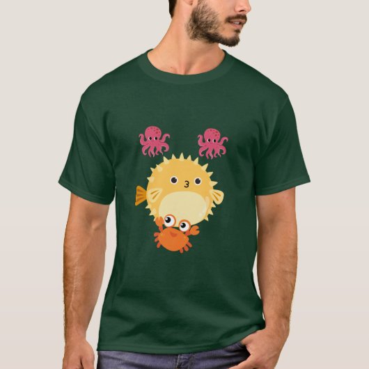 魚すてき-はっきりしたおよび鮮やか Tシャツ (正面)