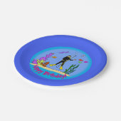 魚とおもしろいスキューバダイバー漫画紙プレート ペーパープレート (アングル)