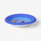 魚とおもしろいスキューバダイバー漫画紙プレート ペーパーボウル (傾斜あり)