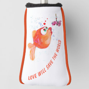 魚とおもしろいワームのゴルフヘッドカバー – カスタム文字 ゴルフヘッドカバー