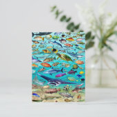魚とさらに魚のポストカード ポストカード (スタンド正面)