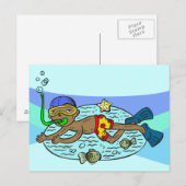 魚との男の子の水泳 ポストカード (正面/裏面)