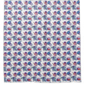 魚とウナギの模様 シャワーカーテン (正面)