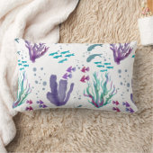 魚とサンゴの水の色のデザイン ランバークッション (ブランケット)