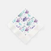 魚とサンゴの水の色のデザイン 縁ありカクテルナプキン (角)