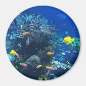 魚とサンゴカラフルの写真マグネットで海を表示 マグネット (正面)