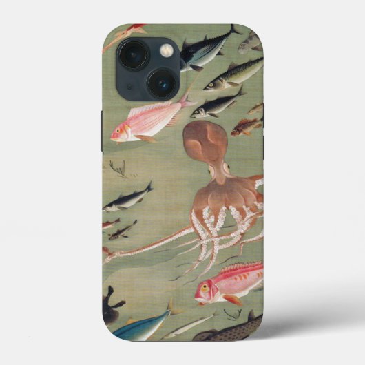 魚とタコ海洋生物イラストレーション Case-Mate iPhoneケース (裏面)