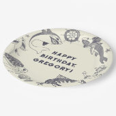 魚とタトゥー航海の海をテーマにしたパーティー ペーパープレート (アングル)