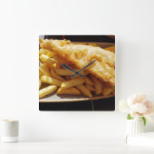 魚とチップの壁時計 スクエア壁時計 (ホーム)
