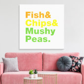 魚とチップスとキノコ豆。 キャンバスプリント (インサイチュ (リビング))