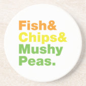 魚とチップスとキノコ豆。 コースター (正面)