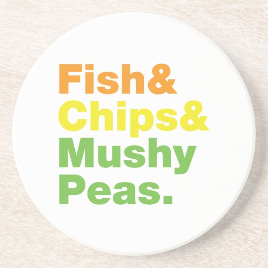 魚とチップスとキノコ豆。 コースター (正面)