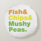 魚とチップスとキノコ豆。 ラウンドクッション (裏面)