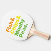 魚とチップスとキノコ豆。 卓球ラケット (横)