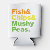 魚とチップスとキノコ豆。 缶クーラー (正面)