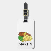 魚とチップスどろどろどろどろどろどろどろどろく英国のパブ食べ物を運賃 ラゲッジタグ (正面縦)