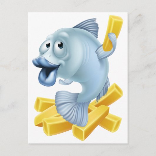 魚とチップスの漫画 ポストカード (正面)