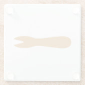 魚とチップスショップ木製フォーク ガラスコースター (裏面)