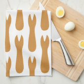 魚とチップスショップ木製フォーク キッチンタオル (四つ折り)