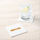 魚とチップスショップ木製フォーク スクエアペーパーコースター (インサイチュ)