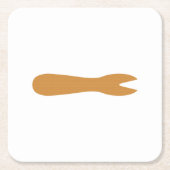 魚とチップスショップ木製フォーク スクエアペーパーコースター (正面)