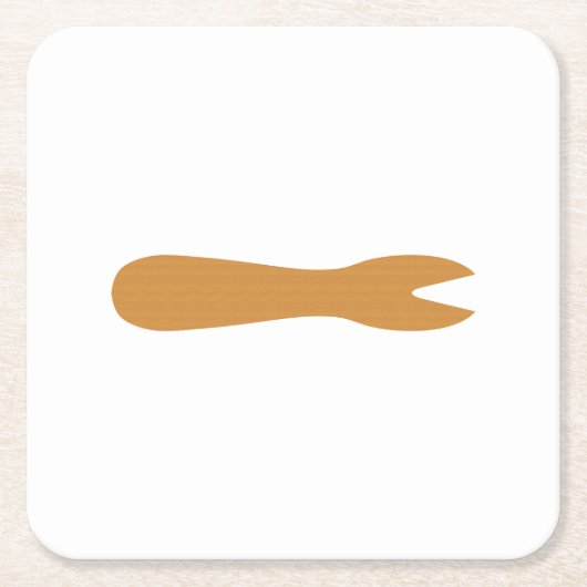 魚とチップスショップ木製フォーク スクエアペーパーコースター (正面)