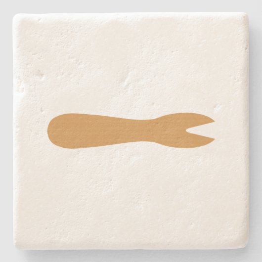 魚とチップスショップ木製フォーク ストーンコースター (正面)