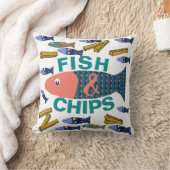 魚とチップ、海辺、欠けた、ビーチハウス クッション (ブランケット)