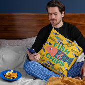 魚とチップ、海辺、欠けた、ビーチハウス クッション