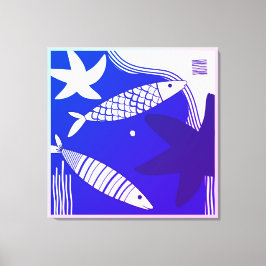 魚とヒトデのキャンバスウォールアート キャンバスプリント