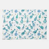 魚とヒトデの模様 キッチンタオル (横)