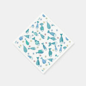 魚とヒトデの模様 スタンダードカクテルナプキン (角)