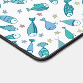 魚とヒトデの模様 デスクマット (コーナー)