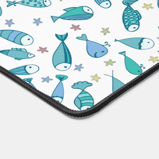 魚とヒトデの模様 デスクマット (コーナー)