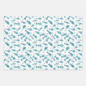 魚とヒトデの模様 ラッピングペーパーシート (正面2)
