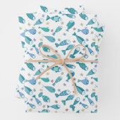 魚とヒトデの模様 ラッピングペーパーシート (インサイチュ)