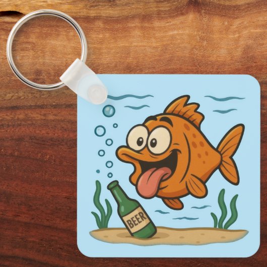 魚とビール キーホルダー (正面)