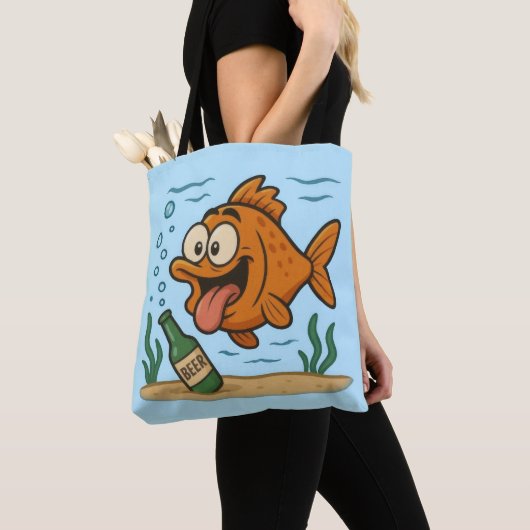 魚とビール トートバッグ (クローズアップ)
