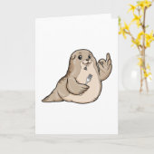 魚とフォークでシール カード (黄色い花)