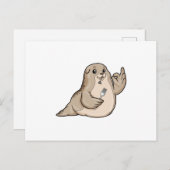 魚とフォークでシール ポストカード (正面/裏面)